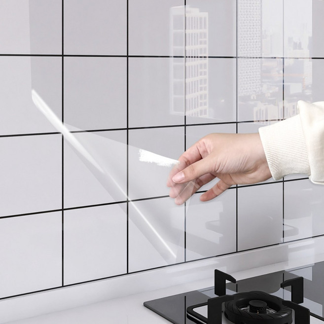 에이제이케이 [정품] 투명 타일시트지 다용도 무점착 오염방지 시트지, 1개