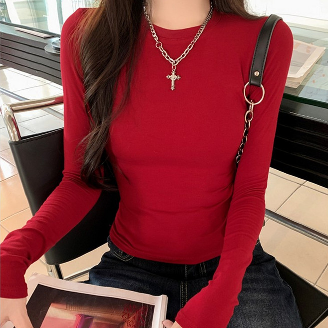 [유미르] 데일리 여성 스판 모달 만능 기본 이너 무지티 긴팔 티셔츠