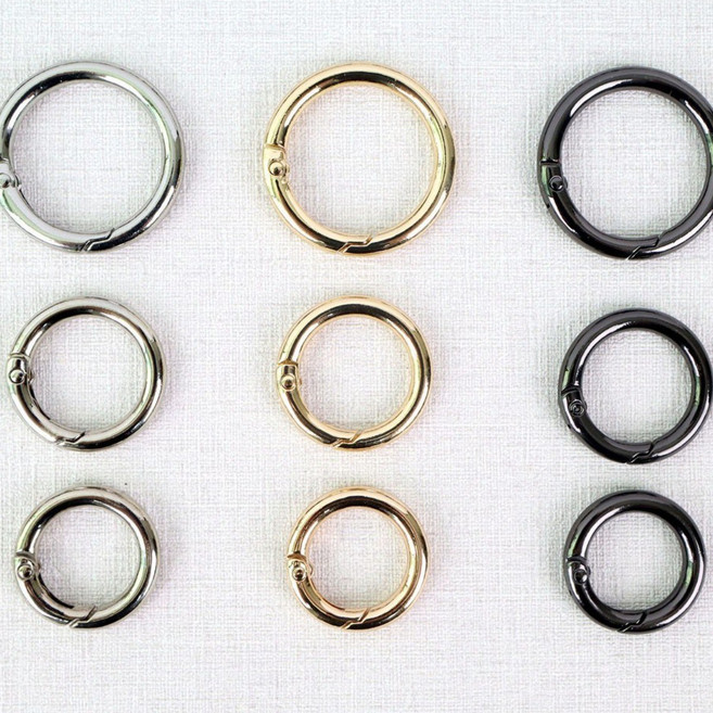 고급형 메탈 원터치 오링 고리 키링 마크라메 모루인형 가방 부자재 재료(25mm 27mm 33mm), 건블랙, 10개