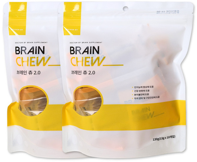 닥터바이 브레인츄 강아지껌 간식 두뇌영양 덴탈 애견껌, 가수분해연어, 130g, 2세트