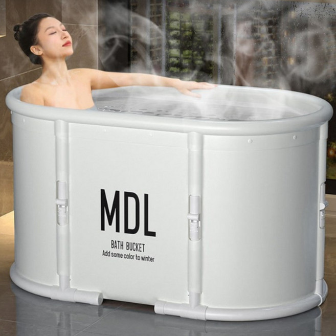 KCJ 접이식 성인 간이 반신욕 사각 욕조, 1개, 라이트그레이