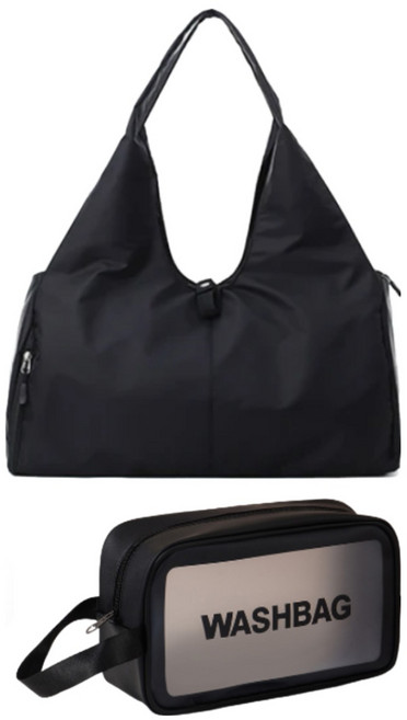 브리즈앤비 신발분리 헬스가방+ 방수 파우치, 1세트, 블랙