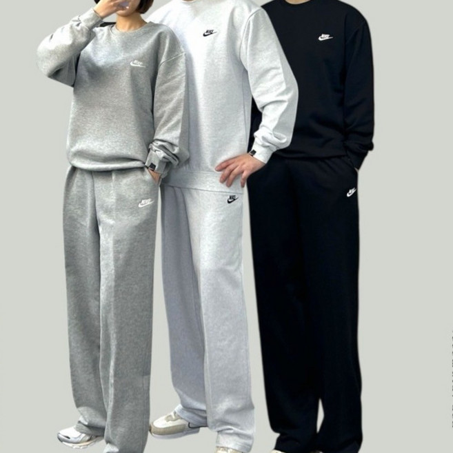 나이키 맨투맨 와이드 팬츠 트레이닝 세트 남여공용 봄신상 데일리 단체 커플 AM