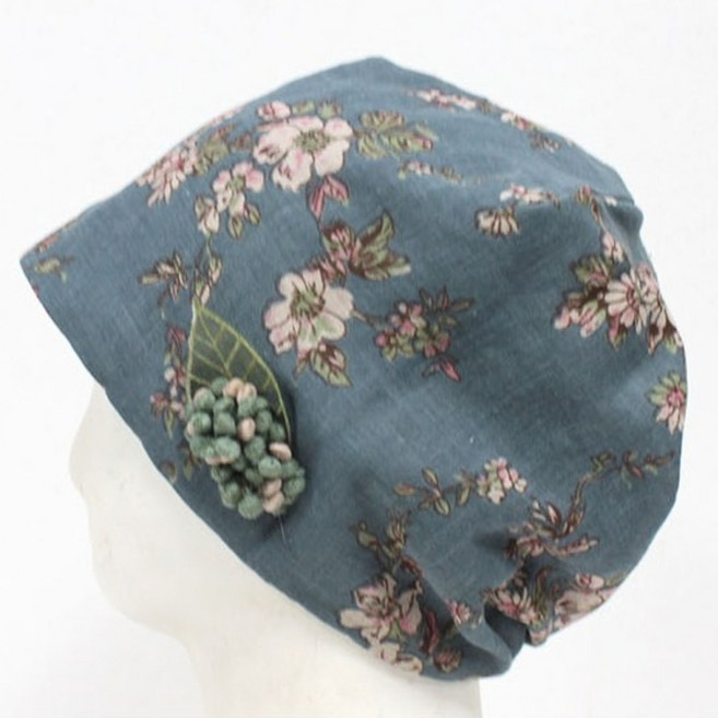 {서울양품점] 이중지 플라워 면두건[CH081]국산 사계절용비니 패션용/보온용/환우용