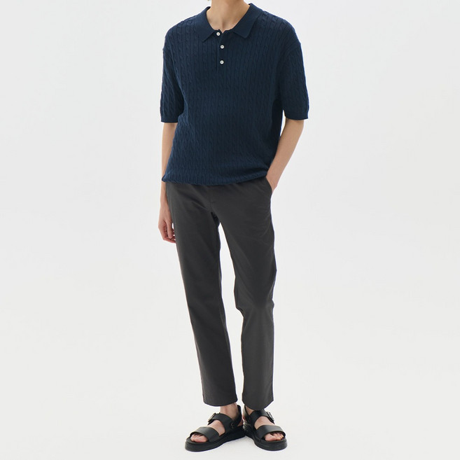 트래드클럽 남자 케이블 카라 반팔 니트 (9컬러 M~5XL)