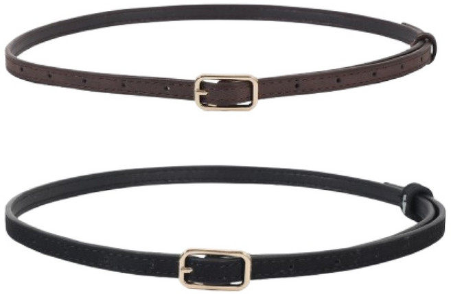 모레츠 여성 사각 버클 가죽 벨트 2P