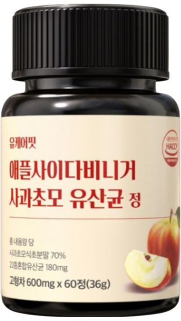 유케어핏 애플사이다비니거 애사비 알약 사과초모식초 HACCP 식약처 인증, 6개, 60정