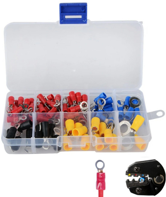 JEKYU O형PG터미널 102pcs 모듬 PG링타입 커넥터 전선 압착 터미널 PG단자 황동 신주, 1세트