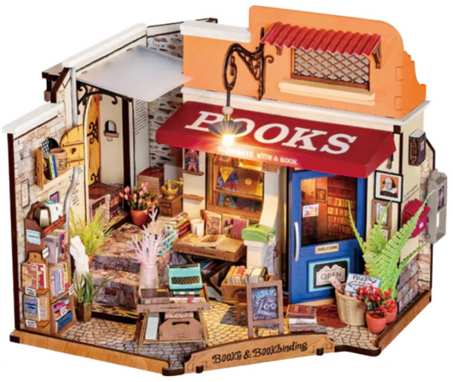 옥탑방어른이 DIY 미니어처 하우스 만들기 골목길서점 아크릴세트 OCRT02, 1개