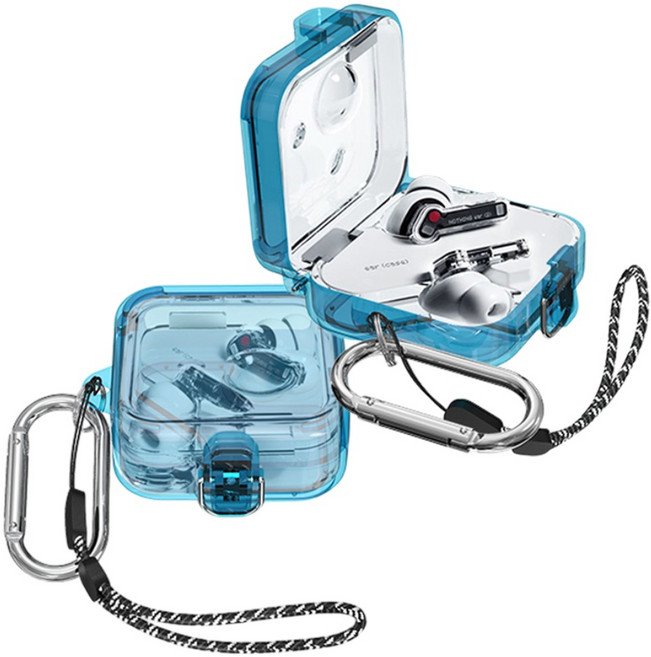낫싱 이어2 투명 잠금 클립 케이스, 블루, 1개