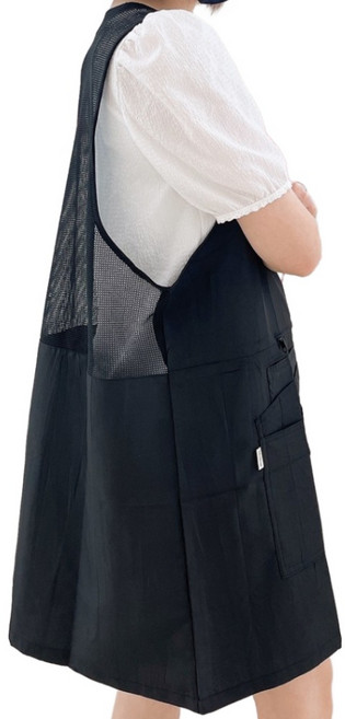 데코나인 생활방수 무지 망사 블랙 여름 식당 주방 업소용 원피스 단체 요양보호사 복지센터, 1개, 망사-무지앞치마(블랙)