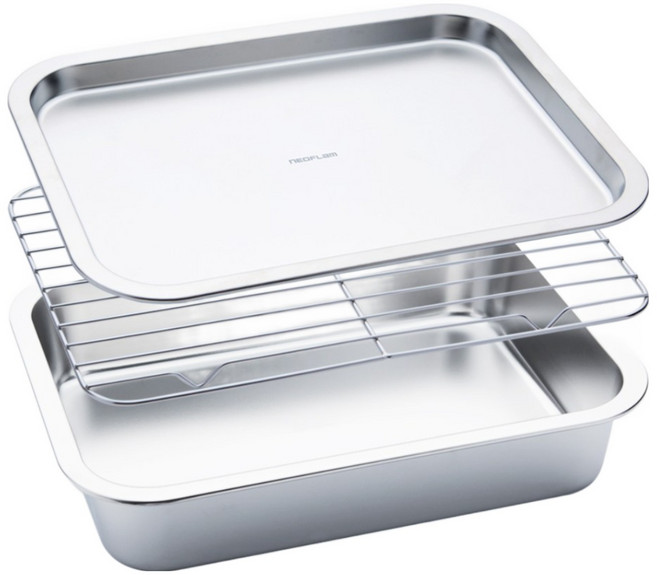 네오플램 무연마제 스텐 304 밧드 32cm 3종세트, 1세트, 스텐밧드+트레이+채망 × 3종