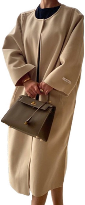 퀸앤조이 카에린 절개 노버튼 루즈핏 롱코트