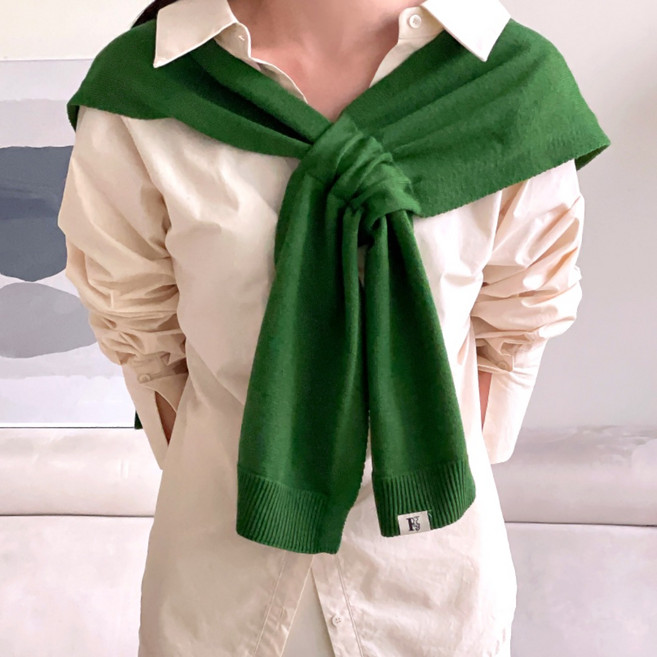 모이로브 여성 베이직 어깨 니트숄 페이크 가디건