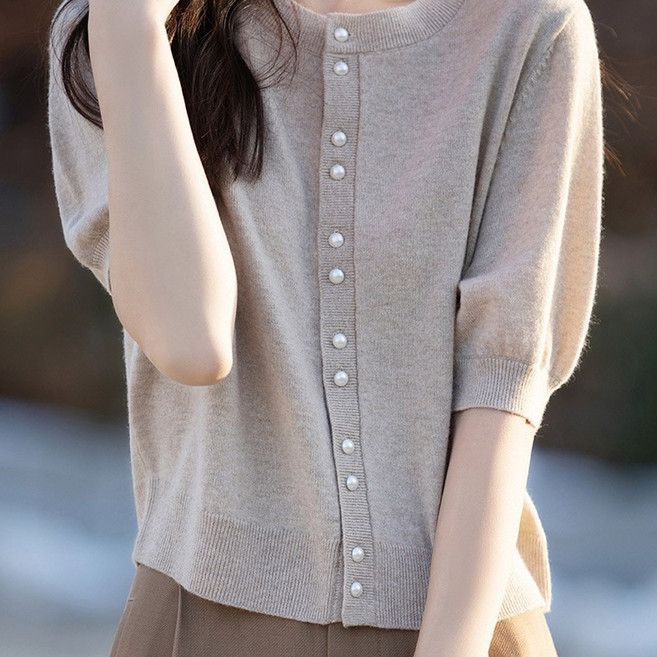 반팔 니트 여름 가디건 크롭