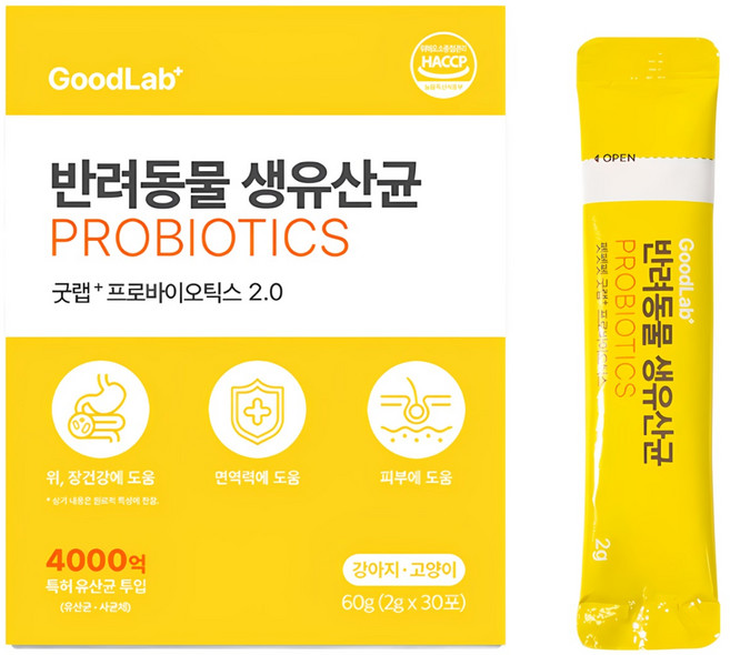 펫펫펫 강아지 유산균 고양이 생유산균 프로바이오틱스 굿랩 30p, 30회분, 장건강/유산균, 1개