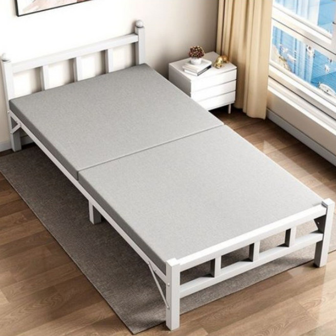 데이나 접이식 철제 침대 휴대용 캠핑 사무실 무설치, 화이트