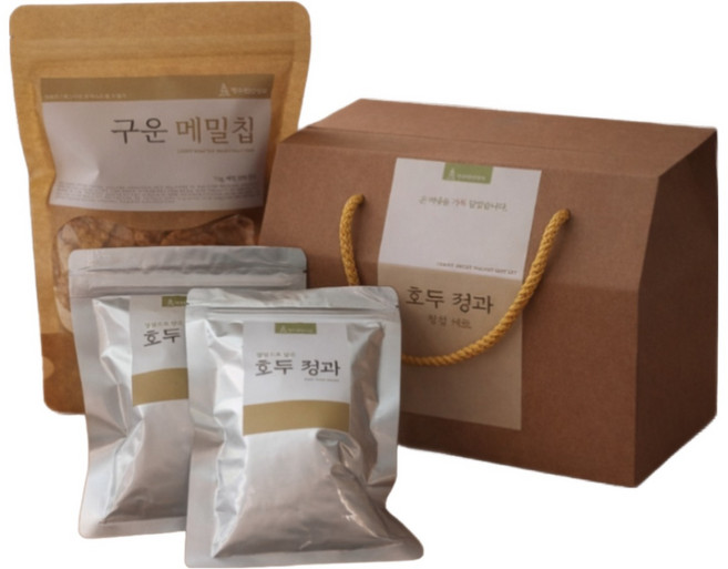 경주천년상회 호두정과 선물세트 호두강정 답례품 실속형선물 구운메밀칩 증정, 2개, 90g