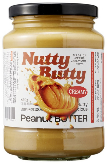 너티버티 땅콩 % 땅콩버터 피넛버터 무첨가 무가당 땅콩잼, 2개, 460g
