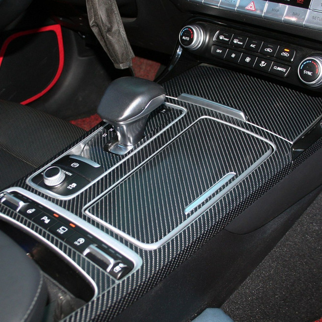 유카몰 스팅어 기어 패널 테두리 랩핑 데칼 스티커 (차량용스티커데칼), 카본블랙유광, 1개