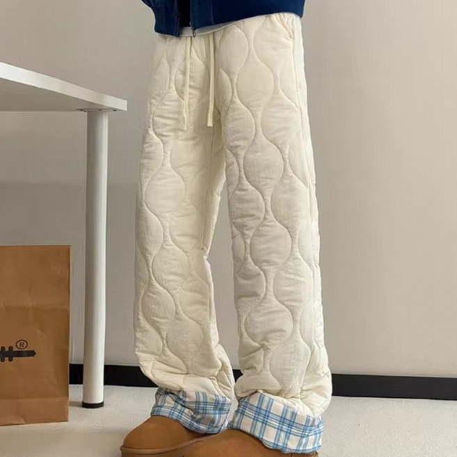 크레스티 남녀공용 보온 누빔 패딩바지 빅사이즈 방풍 기모 방한바지
