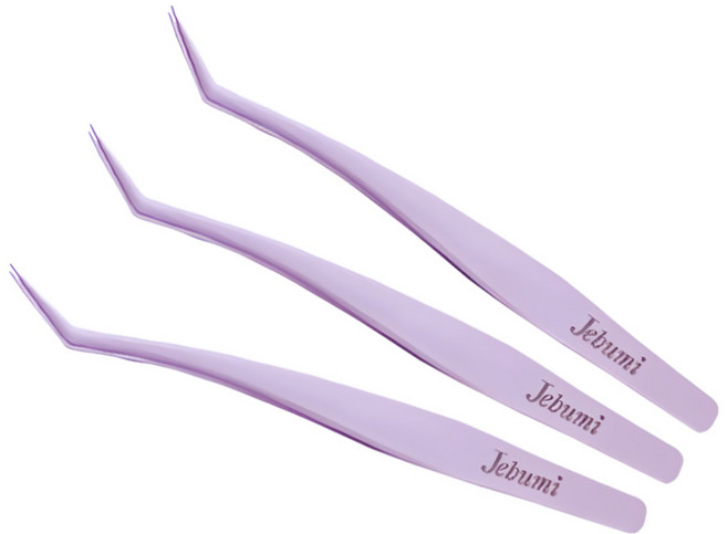 제부미 속눈썹 연장 트위저 반영구재료 핀셋 1개, 연보라