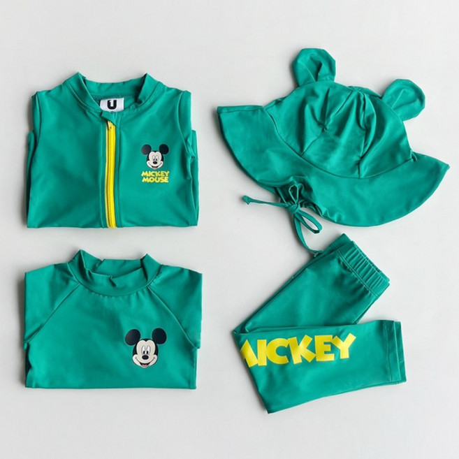 키치키치 래쉬가드 디즈니래쉬가드 아동복 유아래쉬가드 미키래쉬가드 아동수영복 후드망토 올인원래쉬가드