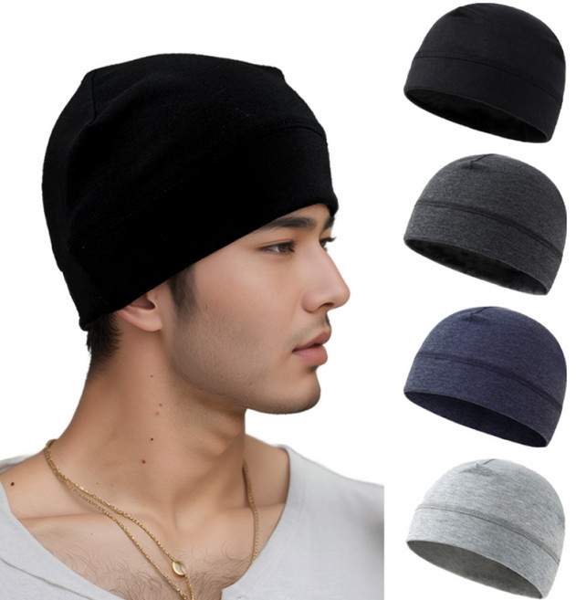 1+1 스컬캡 사계절 사이클 라이딩 헬멧 이너 캡 러닝모자, 1세트, 검정색+연한 회색