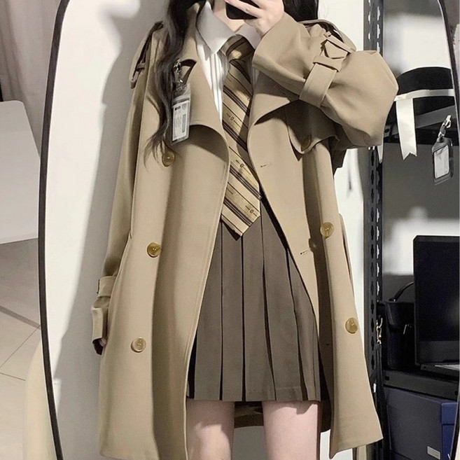 비아이와이 여성 캐주얼 데일리 하프 트렌치코트 D114