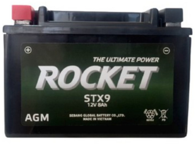 로케트 STX9 최신품 12V8A 포르테 시티에이스2 CA110 보이져 GTS125 EVO 버그만 올코트 맥퀴엄 AGM배터리, 1개