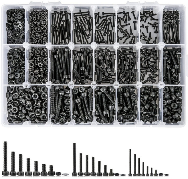 1260 PCS 내부 육각 볼트 너트 패킹 세트 다양한 규격