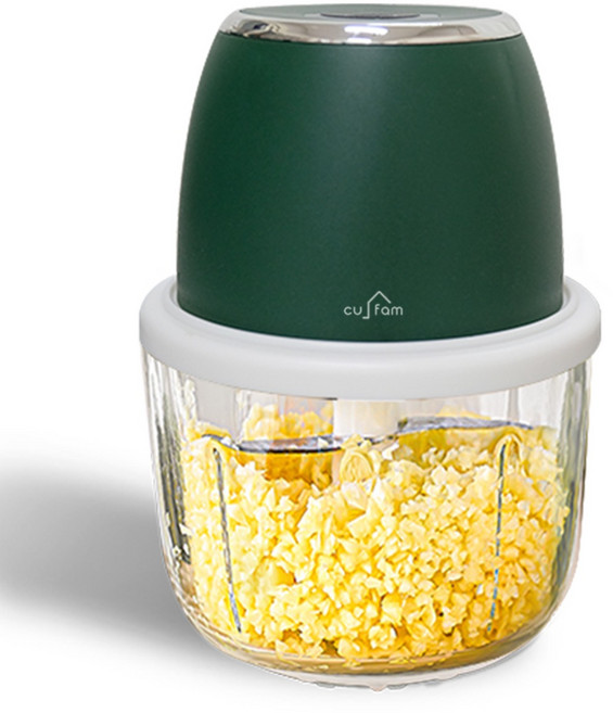 쿠팸-M2 무선 전동 마늘 다지기 야채 이유식 멀티 만능 다지기 강화유리 6중날 350ml, 1개, 초록색