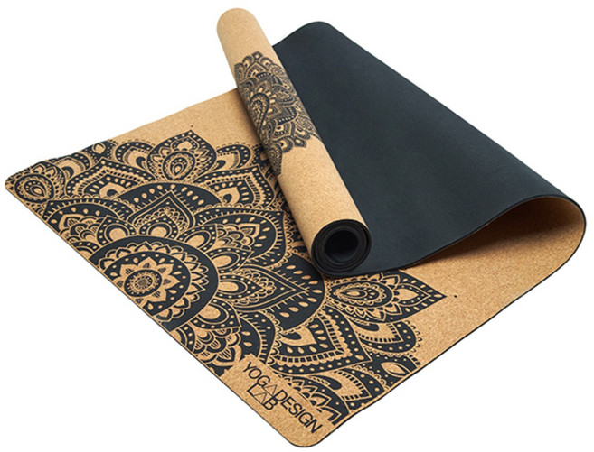 요가디자인랩 천연 코르크 요가 매트 1.5mm 홈트 헬스 필라테스, 코르크 매트 1.5mm 만다라 블랙