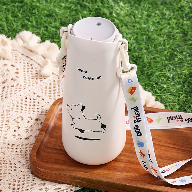 강아지 물통 550ML 강아지 물통 대용량 강아지 휴대용 물통 강아지 산책 물병 강아지 캠핑용품, 1개, White