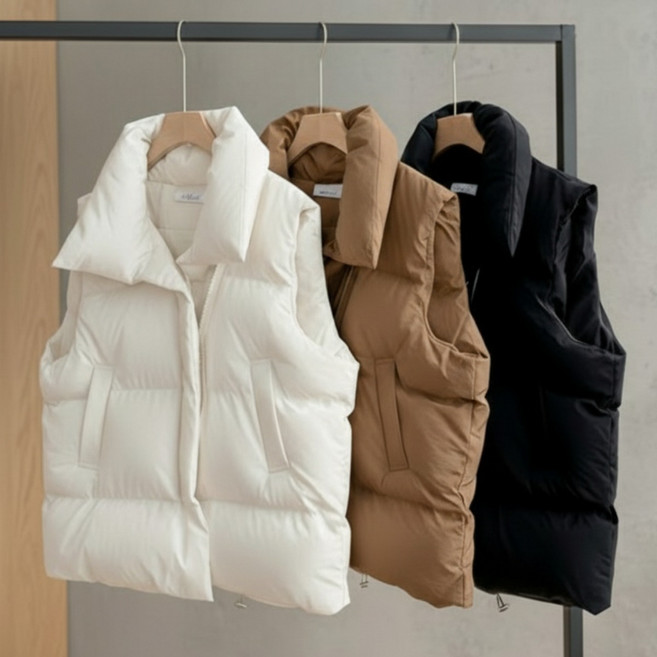 Shopflix 여성용 왕도톰 패딩조끼 빅사이즈 오버핏 3color