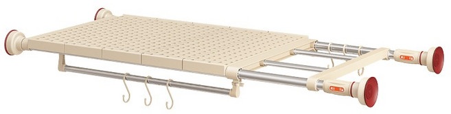 무타공 다용도 길이조절 압축 선반, 라이트 옐로우