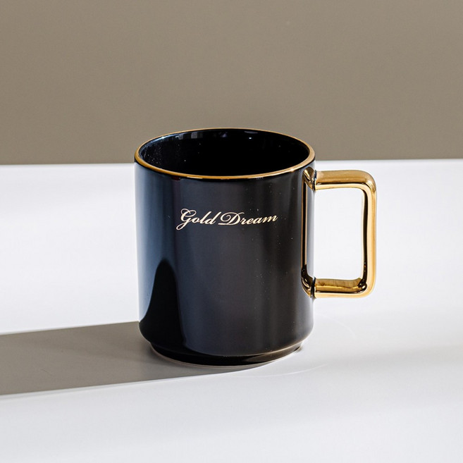 골드드림24K 골드 머그컵 머그잔 예쁜 기념일 선물 부부 카페 감성 답례품, 10. 골드머그 (블랙+블랙), 1세트