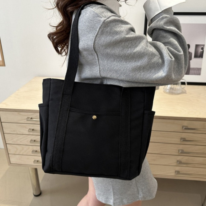 포켓 라인 에빅사이즈 데일리 캔버스백 에코백 기저귀가방 캔버스백