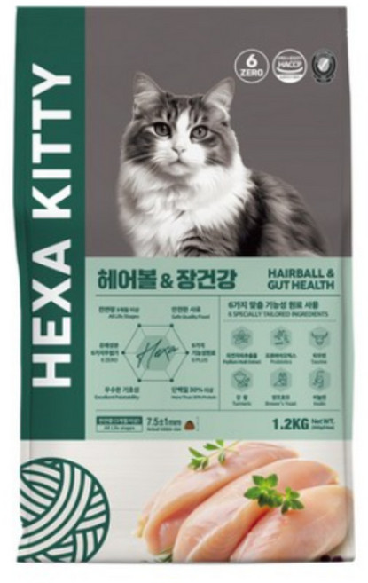 헥사키티 헤어볼&장건강 4kg, 1개, 헤어볼