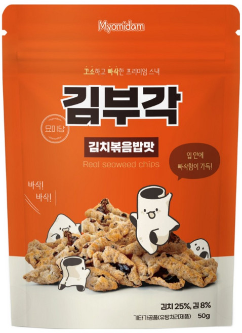 묘미담 바삭바삭 찹쌀 김부각 맥주안주 김치볶음밥맛, 4개, 50g