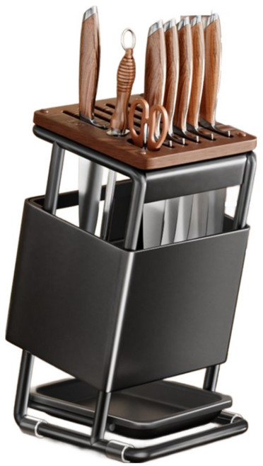 즈이리빙 다용도 칼꽂이 통풍 자동 물빠짐, 1개, 블랙