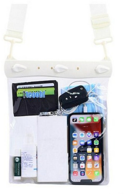 montero 투명 대용량 핸드폰 테블릿방 수영장 호핑투어가방 크로스백 방수팩 가방, 1개, 화이트