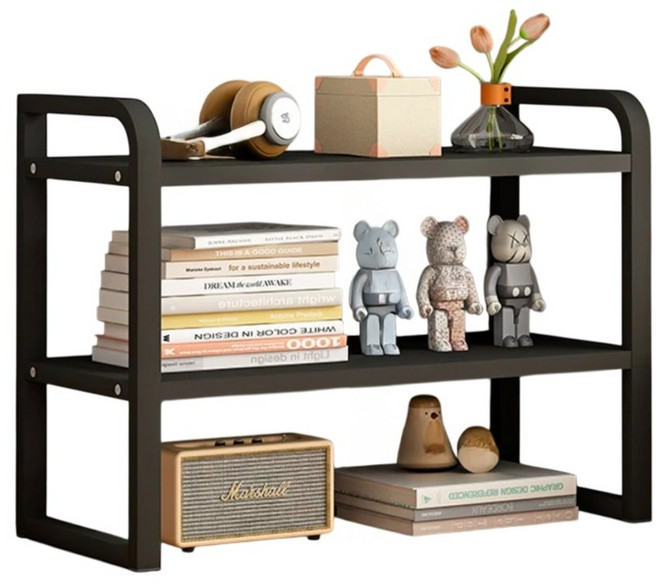 레디박스 책상 주방 욕실 정리 다용도 소형 수납 스탠드 미니 선반, 블랙, 2단