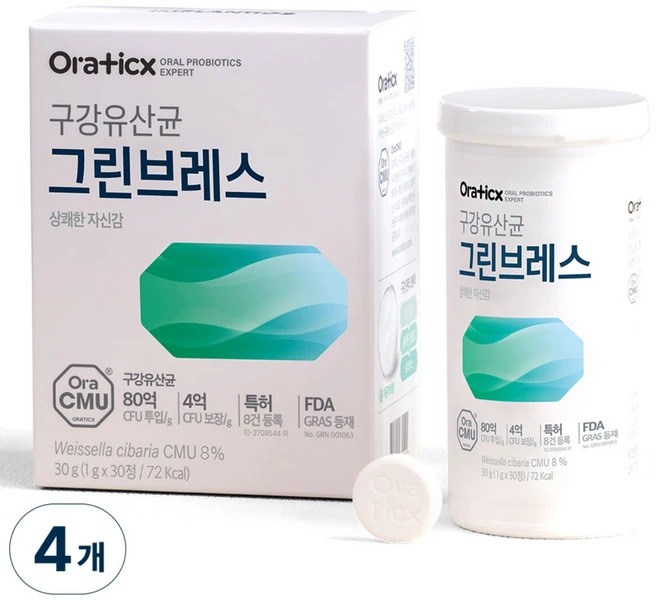 오라틱스 그린브레스 유산균, 30정, 4개 - 쿠팡