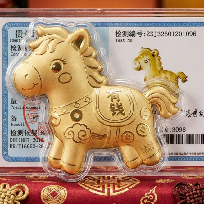 부자되는 부자되세요 황금말 키링 설선물, 골드, 1개