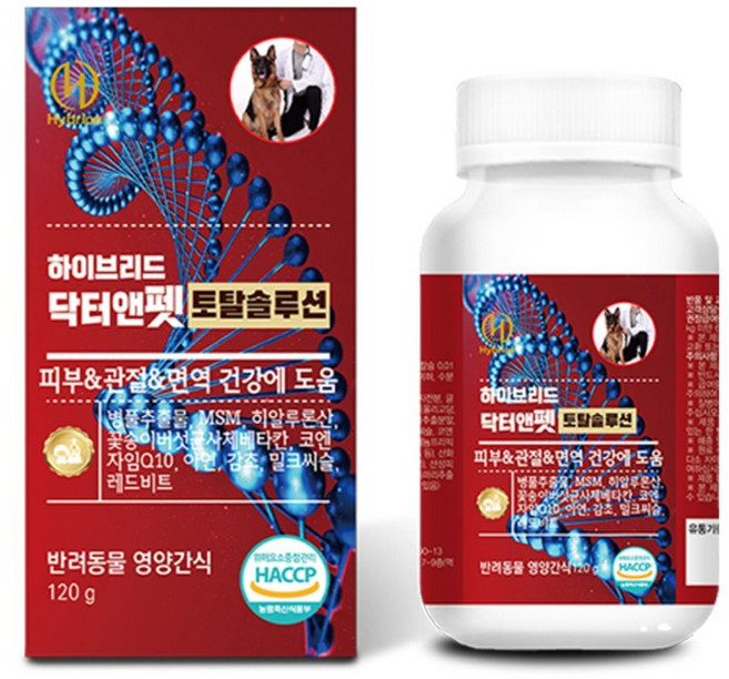 닥터앤펫 토탈솔루션 수의사의사약사개발 피부 눈물 면역 관절 슬개골탈구 강아지 영양제 간식, 단일맛, 1개, 종합영양제, 120정