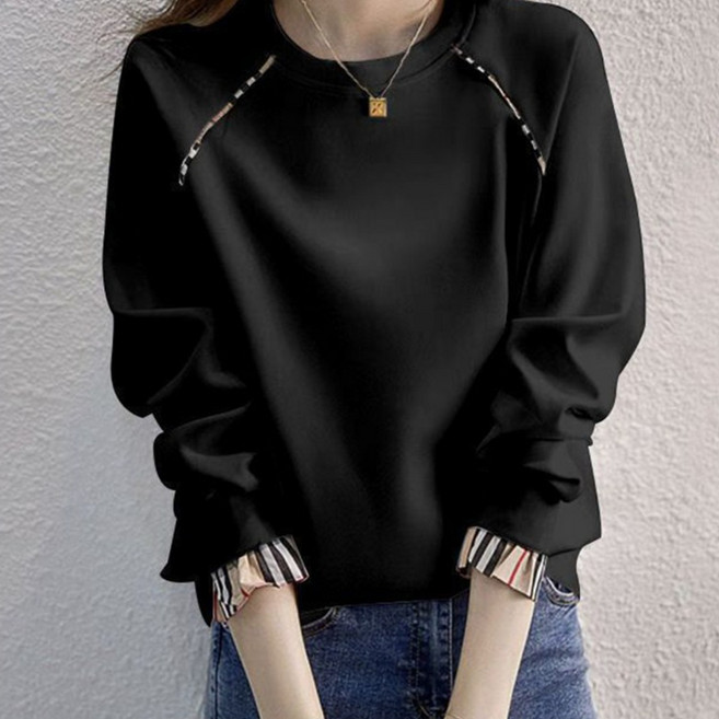 오스틱니 여성 루즈핏 순면 라운드 긴팔 맨투맨