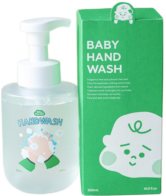베이비스탠다드 아기 핸드워시 거품형 유아 손세정제, 1개, 500ml, 무향