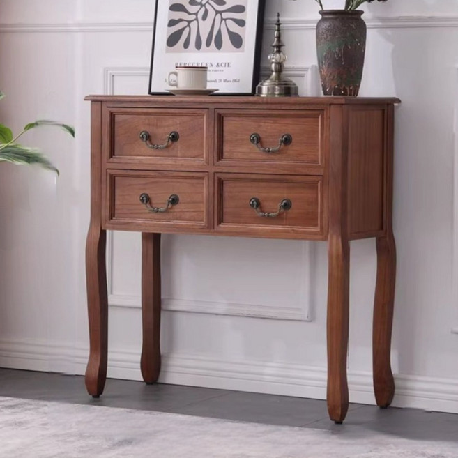 가구선생 엔틱콘솔 원목 서랍장 장식장 화장대 수납장 현관 복도 거실 엔틱 콘솔, 소형(80cm)/우드색
