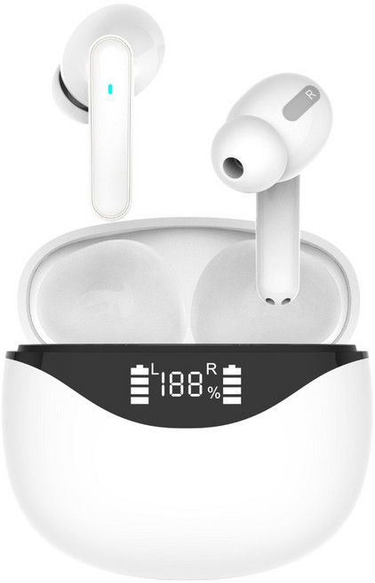 리앙잉 커널형 무선 블루투스 이어폰 노이즈캔슬링 화이트 YB071, 횐색